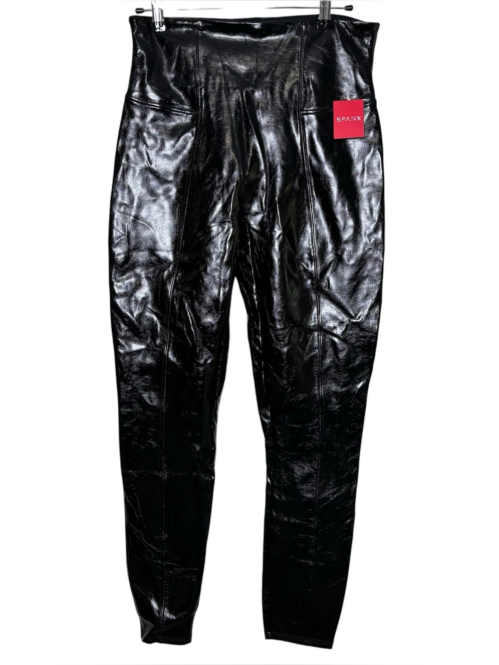 SPANX Faux Patent Leather Legging Women Large Liquid Gloss Black Vegan Shiny NEW